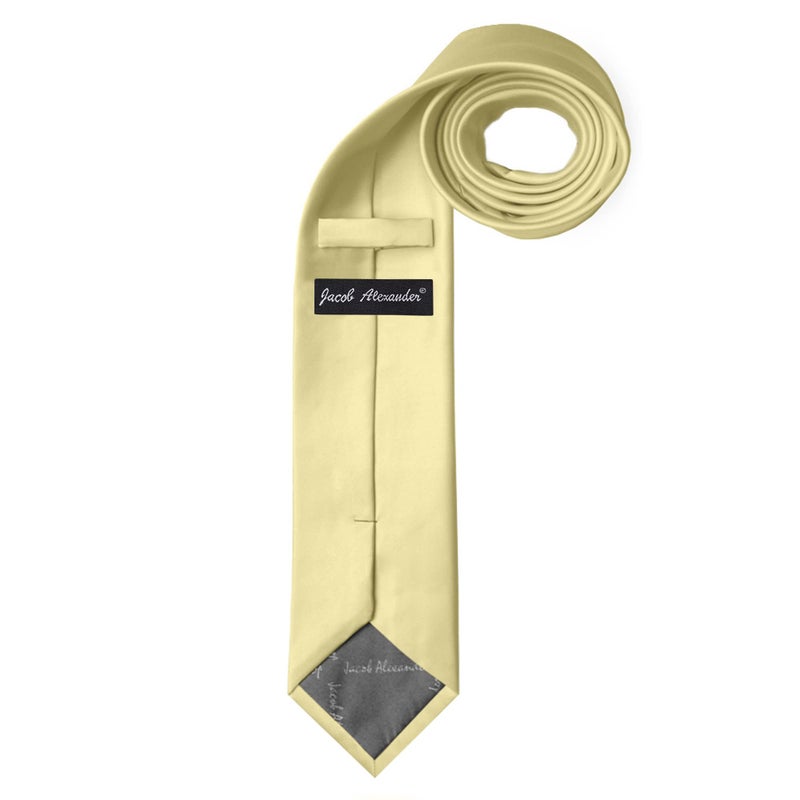Jacob Alexander Solid Color Men's Regular Tie - Yellow - Image 2